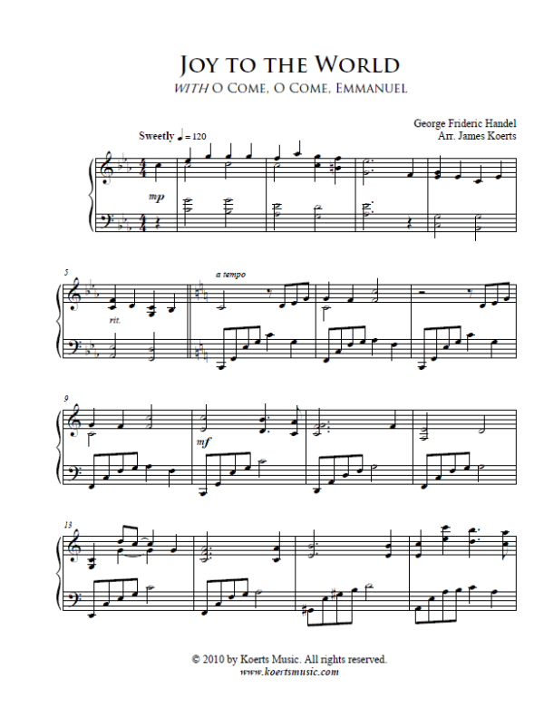 Joy to the World Piano Solo (Koerts)